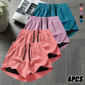 Women’s Cotton-Linen High-Waist Shorts Set (4 Pieces) – Loose, casual summer bottoms with two side pockets; breathable and lightweight—ideal for beach vacations in hot weather