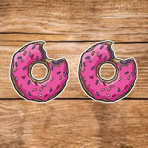 Pink Jelly Donut Stickers - 2 Pack, 3.5in, Waterproof, Glossy Finish Vinyl, Unique Design for Decor & Personalization - Perfect for DIY Projects & Gifts