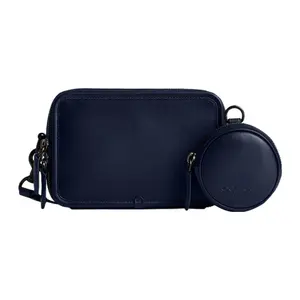 COACH Charter 19 Glove-Tanned Leather Quilted Crossbody Bag With Zipper Closure For Men In Navy Blue