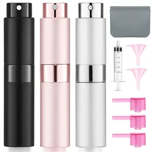 3 Count /5 Count 8ML Refillable Travel Perfume Atomizer, Portable Mini Spray Bottle for Perfume & Cologne, Twist-Up Leak-Resistant Design