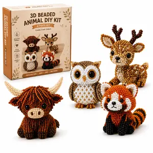 3D Bead Pets DIY Craft Kit - Collectible Cute Animal Mini Figures Set, Make Your Own Forest Creatures Collection, Easy Beginner Beading Project, Perfect Birthday & Holiday Gift for Collectors