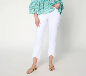 Susan Graver Regular Stretch Denim Slim Leg Jean with Tulip Hem