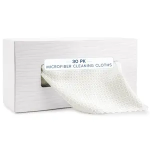 S&T INC. Aura 30 Pack Microfiber Cleaning Cloth with Box, Bulk Towels for Home, Reusable Microfiber Towels for Cars, Cleaning Rags, White Honeycomb, 260gsm, 11.8 Inches x 11.8 Inches, 30 Count