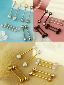 8pcs 14g Nipple Piercing Jewelry Nipple Rings For Women Tongue Ring Barbell Bar Stud For Men Fashion Body Jewelry
