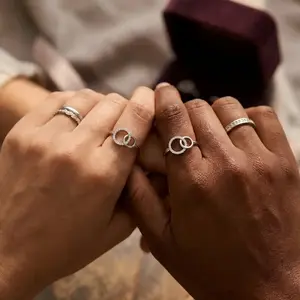 Sister Rings BBF Knot Twist Band Matching Set Women Two Tone CZ Stone Friendship Promise Rings Big Sis Little Sis Birthday Gift