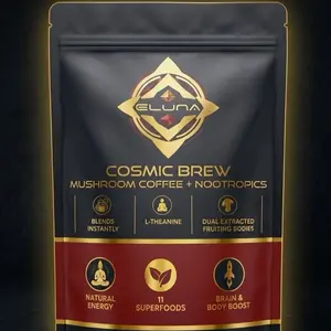 Eluna Cosmic Brew Mushroom Coffee with Nootropics - Natural Energy Boost, 11 Superfoods, Brain & Body Support Beverage