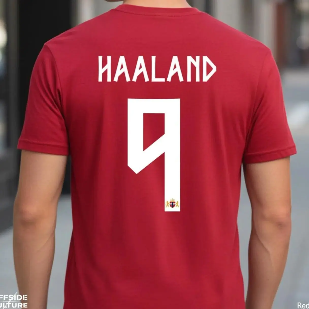 Haaland 9 Norway T-Shirt | Runic Norway Soccer Tee | Norwegian Striker Fan Apparel | Number 9 Football Shirt ZFQR3