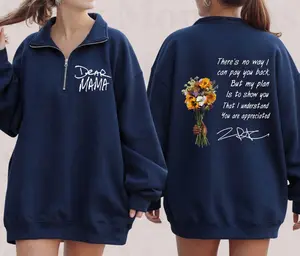 Dear Mama Floral Embroidered Quarter Zip Sweatshirt, Vintage Hip Hop Inspired Pullover, Cute Mother’s Day Gift, 90s Music Lover Quarter Zip, Trendy Floral Mama Sweatshirt, Cozy Embroidered Collar Sweatshirt, Rap Album Inspired Mom Gift