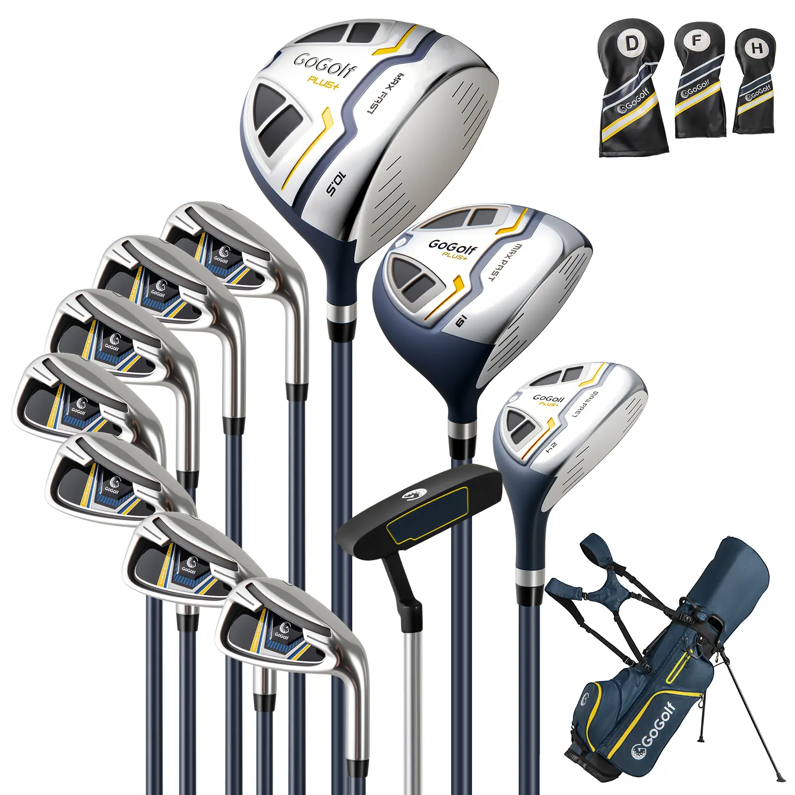 COSTWAY - Men's Complete Golf Clubs and Bag Set Right Handed-Yellow