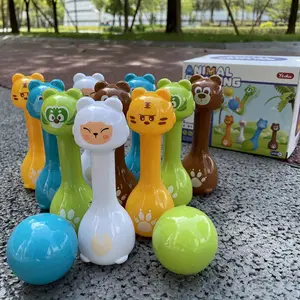 10 Bottles 2 Balls Novelty Bowling Toy Set Animal Shape Halloween Christmas Gift