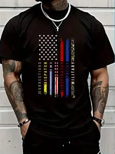 100% Cotton First Responder Hero Flag Nurse EMS Police Fire Brigade Military T-Shirt Women's Men's Graphic Tee Crew Neck summer vacation Tops