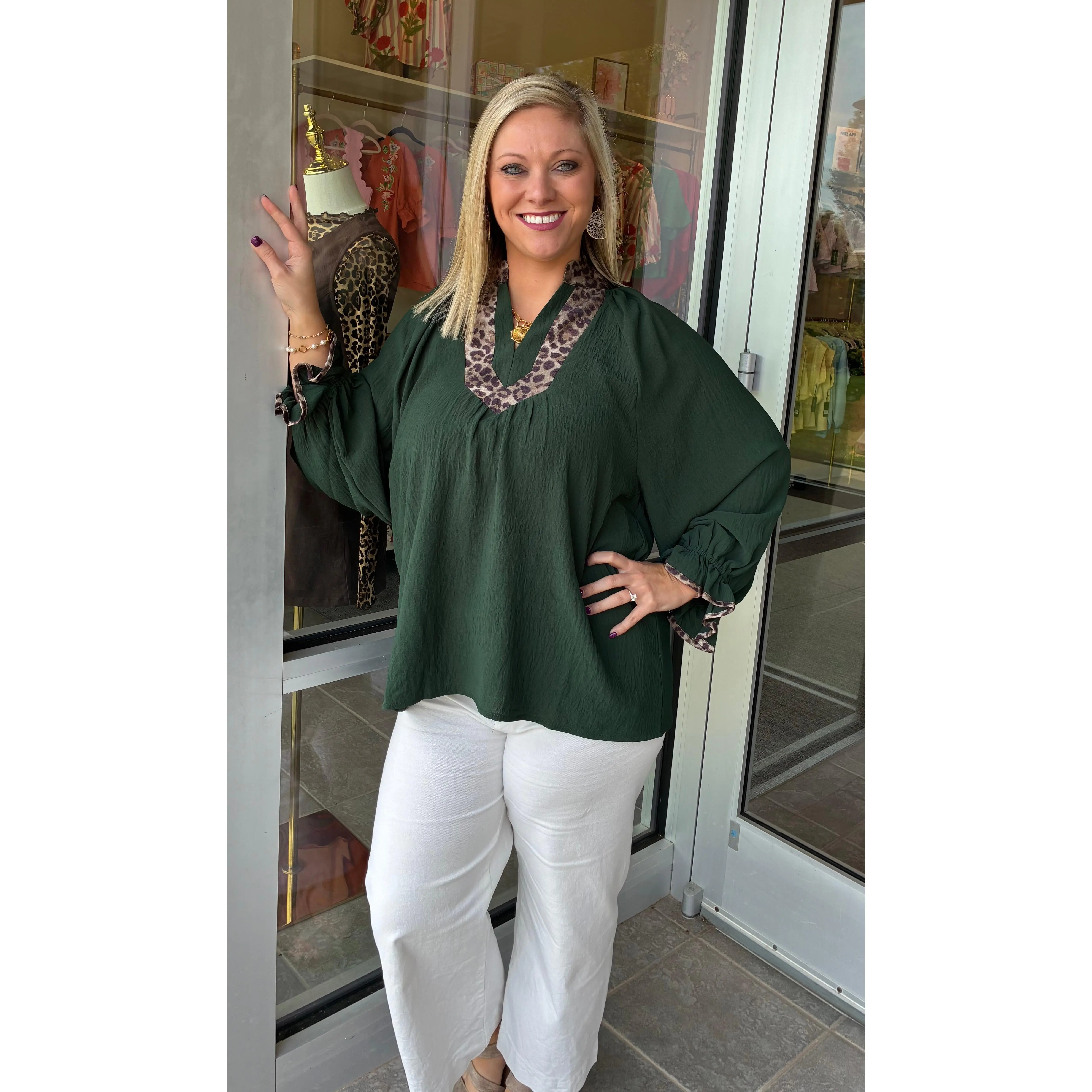 Umgee Green with Cheetah Top