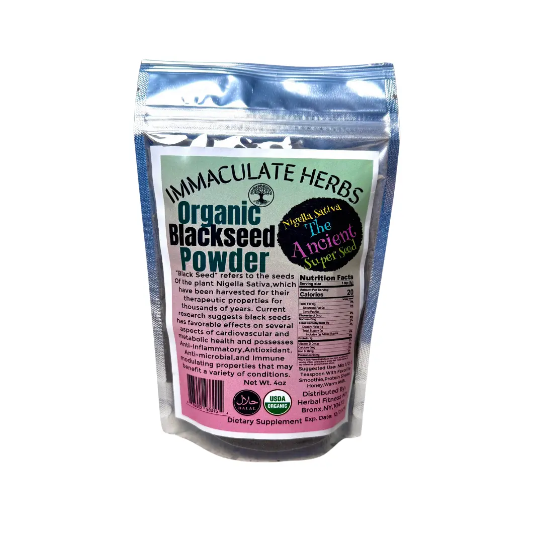 IMMACULATE HERBS Organic Black Seed Powder, Healing Superfood, Anti Inflammatory, Anti Microbial, Prophetic Herb
