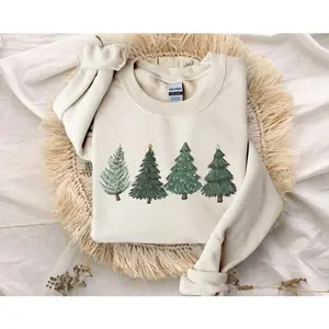 Christmas Sweatshirt,Womens Christmas Sweater,Christmas Crewneck Pullover Christmas Tree Holiday Sweaters Winter Hoodie and Sweater; T-shirt