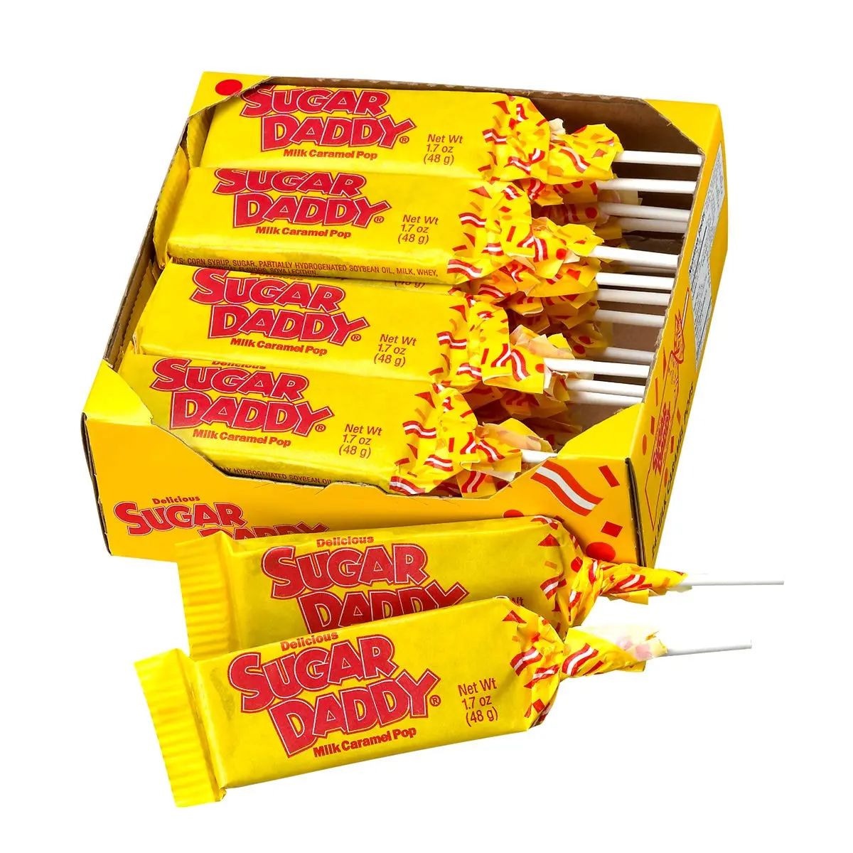 Sugar Daddy Pop 24 ct. - Sweet and Chewy with Caramel Flavor - 24 Count Pack Snack Candy