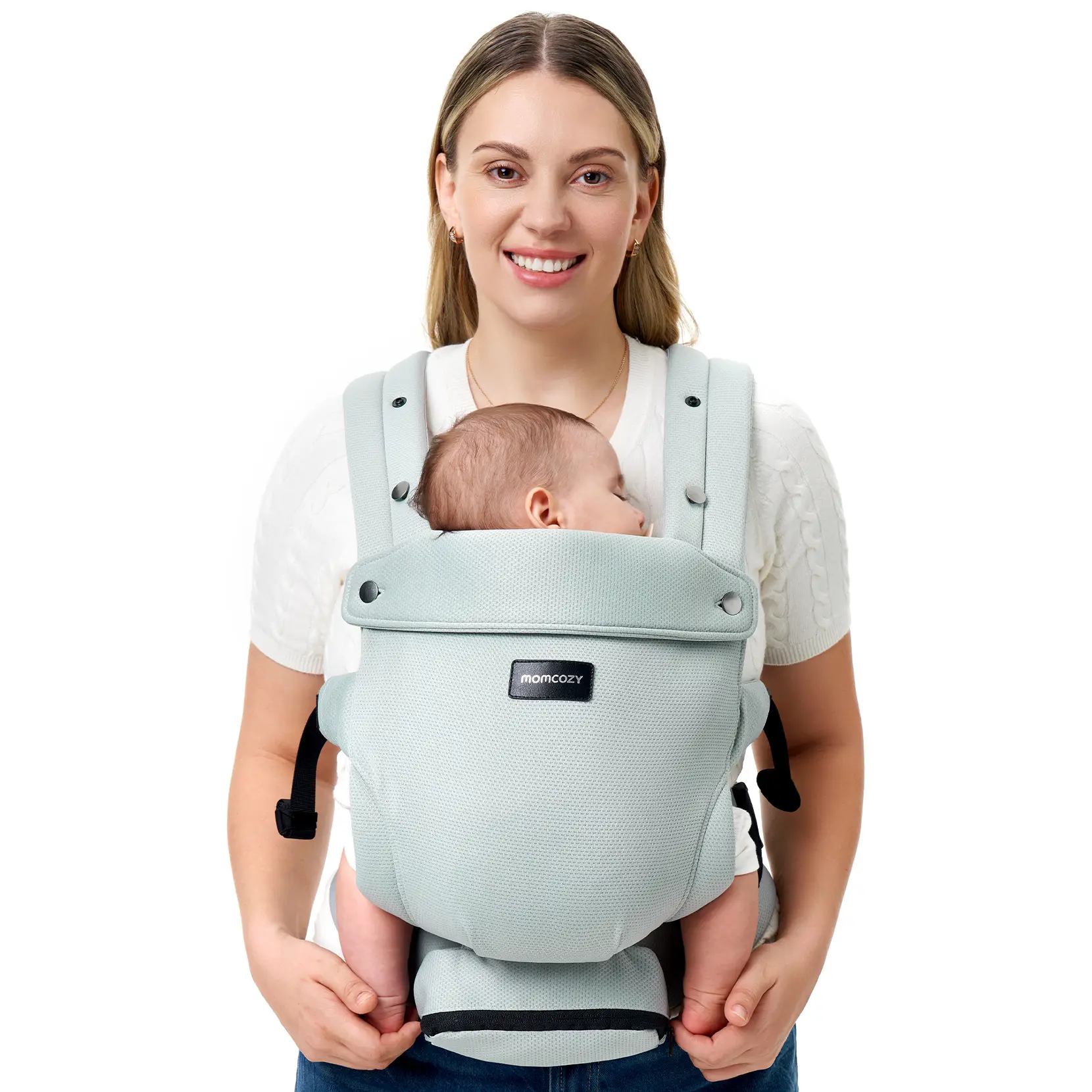 Momcozy Newborn Baby Carrier - Ergonomic, Cozy and Lightweight Carrier for 7-24lbs, Adjustable Neck Support , Breathable Airmesh baby carrier