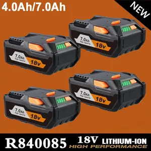 4/2Pack 7.0Ah/4.0Ah R840087 Lithium Replacement for Ridgid 18V Battery Compatible with Ridgid Battery 18V R840085 R840087 R840083 R840086 R840089 AC840085 AC840086 Cordless Drill Tools