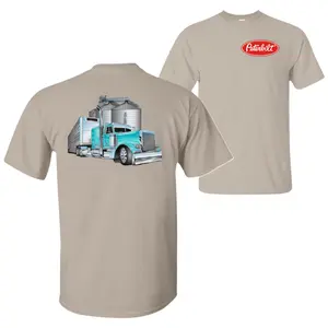 Peterbilt Livestock Truck Tee – Blue Semi Trailer Graphic Shirt, Farm Workwear Style, Unisex Cotton Top for Country Drivers