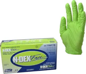 SHOWA Size M, 4 mil, Food Grade, Powder Free Nitrile Disposable Gloves 9-1/2" Long, Green, Textured, Rolled Cuffs, FDA Approved, Static Dissipative, Ambidextrous 7705PFTM