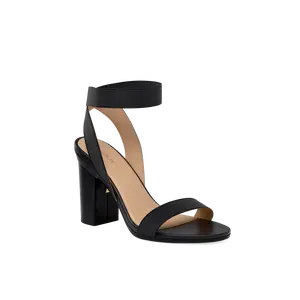 Abby Sandal - Coal Elastic 4" Block