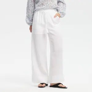 Women's High-Rise Tassel Drawstring Waist Wide Leg Pants - Universal Thread White XL