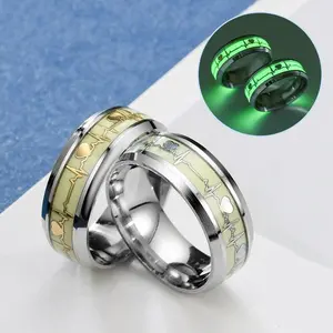 Glow In The Dark Heart Beat Stainless Steel Mood Ring