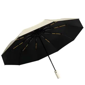 1pc Wind Resistant Folding 12 Bone Fully Automatic Umbrella with Thick and Durable Keel Three Fold Umbrella UV Resistant Folding Umbrella Men Women Water Proof Unisex Lightweight
