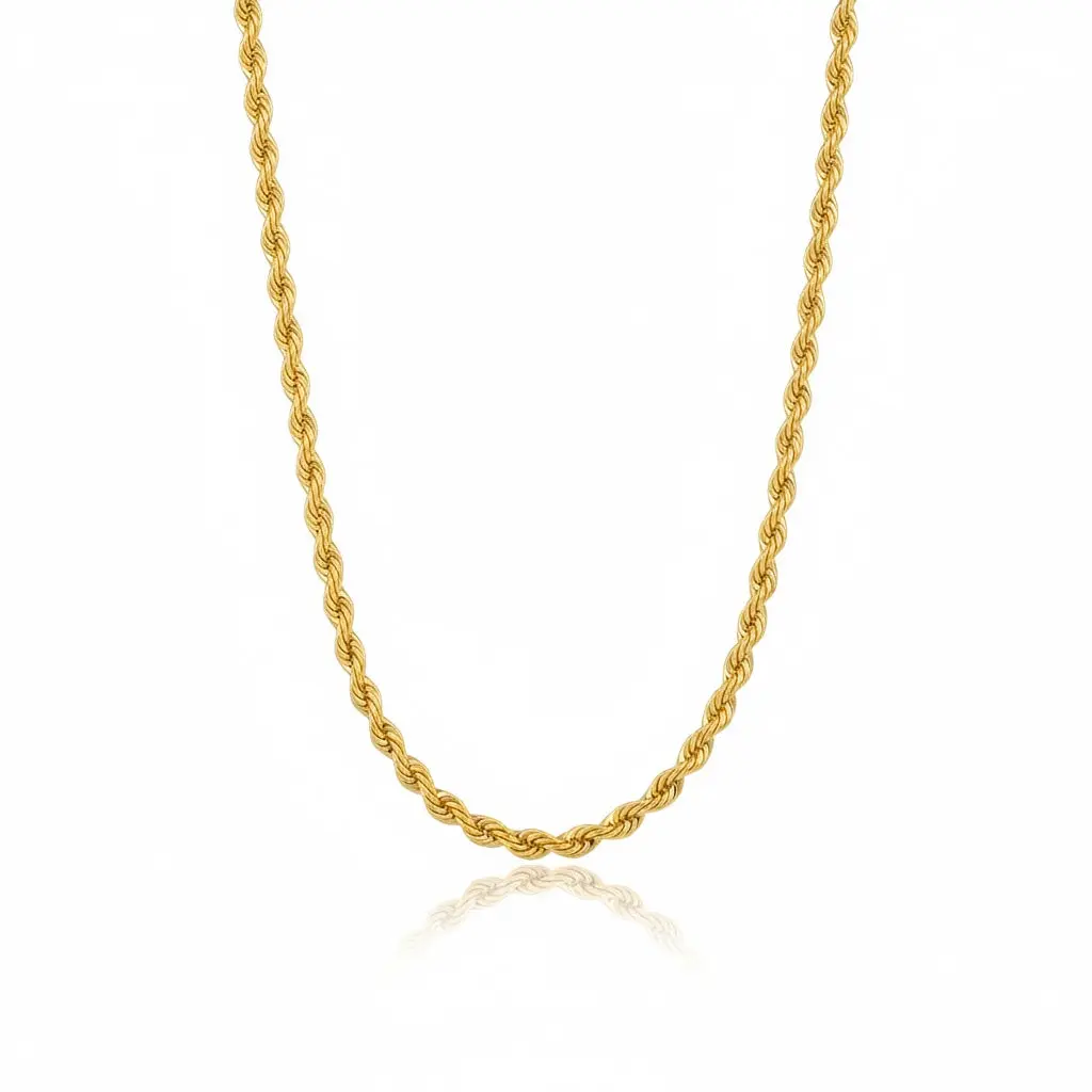 Rope Chain Necklace - 14K Yellow Gold - Hollow