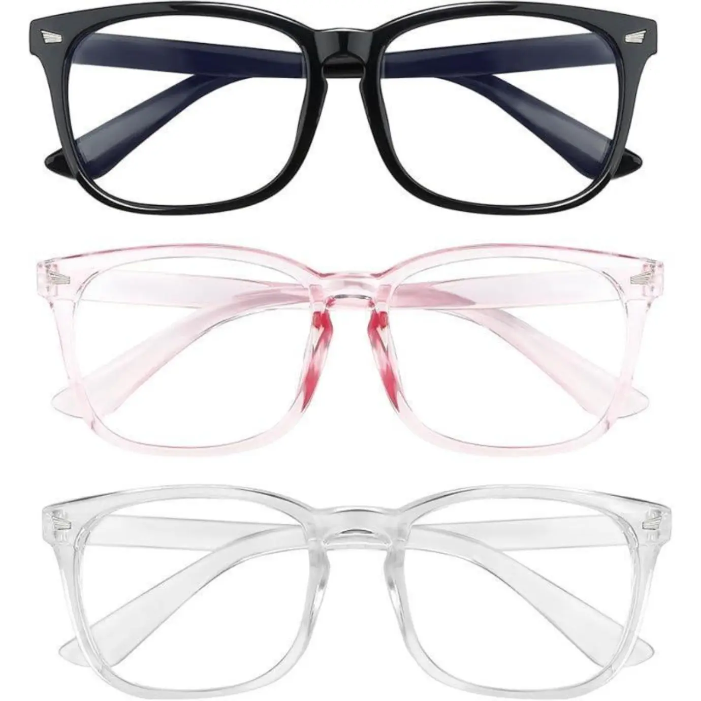 2025 Blue Light Blocking Glasses, 3 Pack Blue Light Glasses Men, Blue Light Glasses Women Eyeglasses Bluelight Eyestrain Digital Time