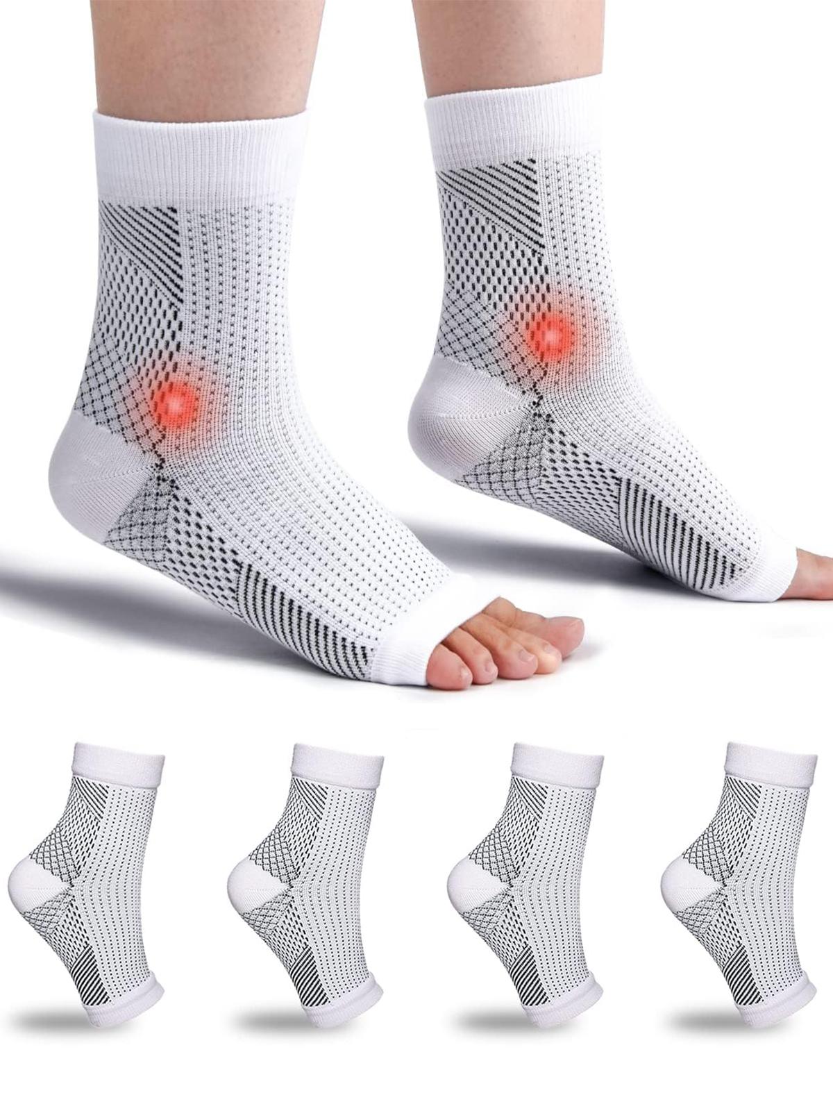 Open Toe Compression Ankle Socks with Arch Support, Breathable Stretch Design for All-Day Comfort, Ideal for Plantar Fasciitis Relief, Walking, Running, Standing Work and Daily Casual Wear