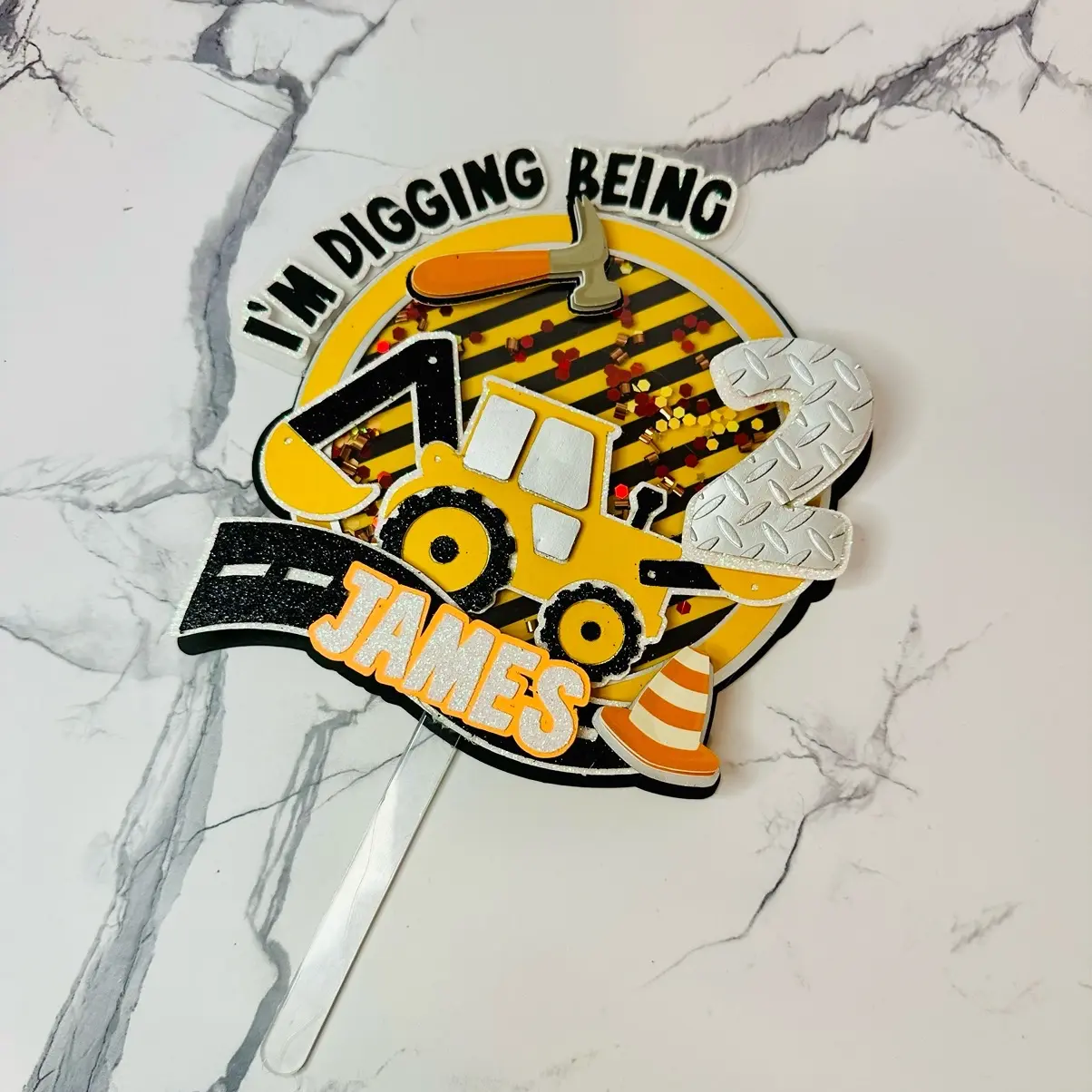 I’m digging being 2 cake topper / construction topper