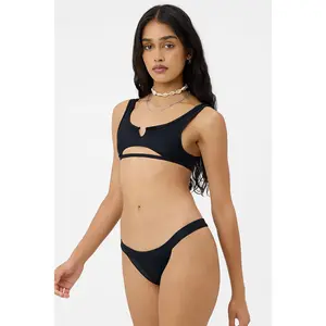 Frankies Bikinis Cole Ribbed Bottom Black