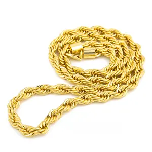 14K Gold-Plated Men's Necklace, 30/24 Inches in Length, 6mm/8mm in Width, Faceted Design