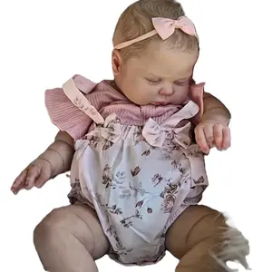 24 Inch Reborn Toddler Girl Doll Soft Fabric Body Realistic Newborn Baby Doll for Kids 3 Years Old Fully Poseable with Movable Head and Limbs Hand-Rooted Fiber Hair Cuddly and Lifelike