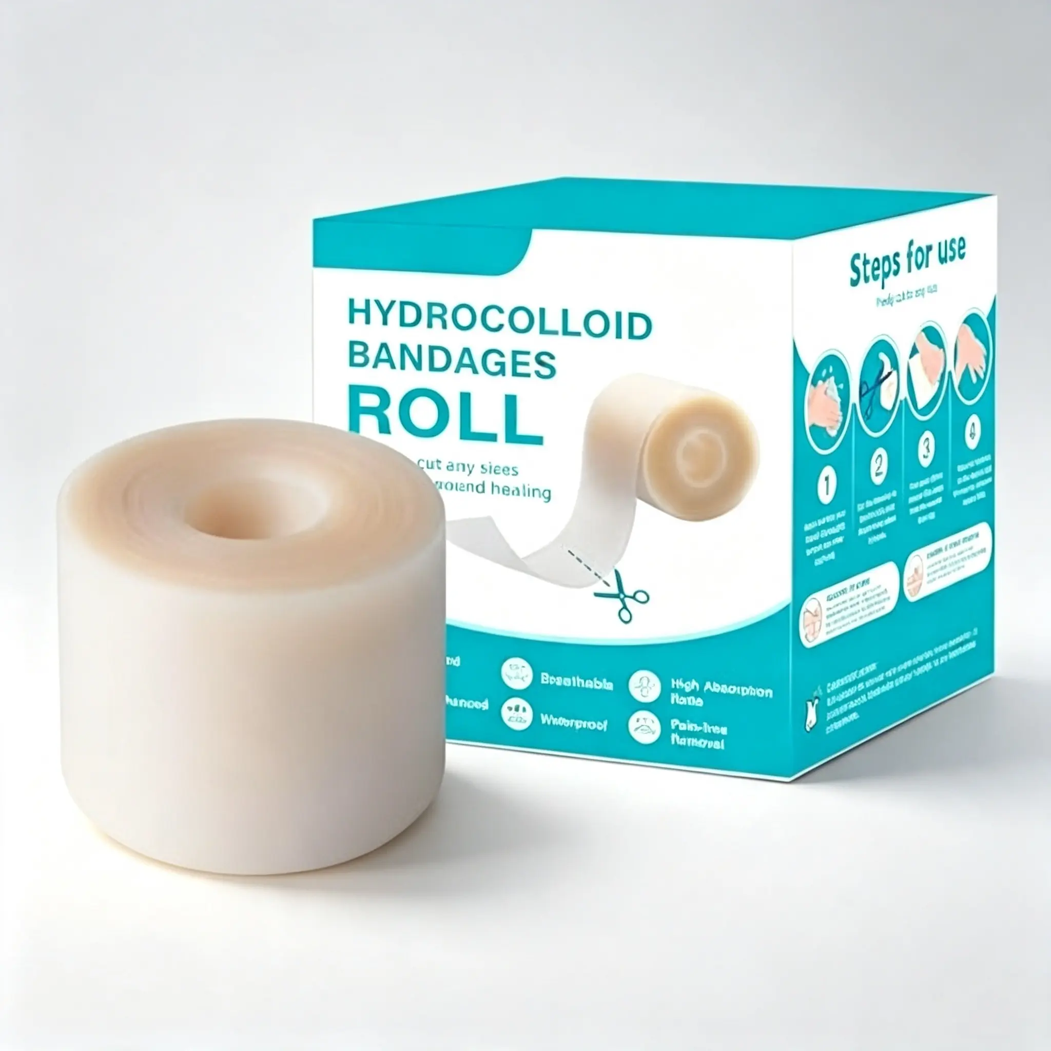 Hydrocolloid Roll for Wound, Hydrocolloid Bandages with Self-Adhesive,  Cut-to-Fit for Blisters ,Wound Care, Acne, Pimple Care and First Aid Kits