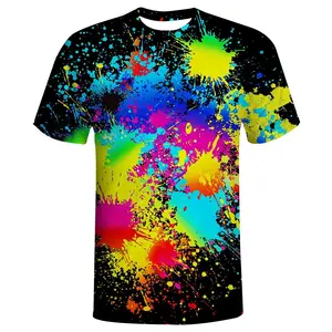 Unisex Neon Rainbow Paint Splat T-Shirt - Vibrant Colorful Splash Art Tee for Festivals, Parties, Casual Streetwear, Trendy Fashion for Men & Women