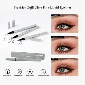 RUBY VIBE CO PrecisionQuill Ultra Fine Liquid Eyeliner, High-Pigment, Quick-Dry & Smudge-Resistant Precision Tip EyeLiner in Black, Brown ,Dark, Cosmetic Makeup
