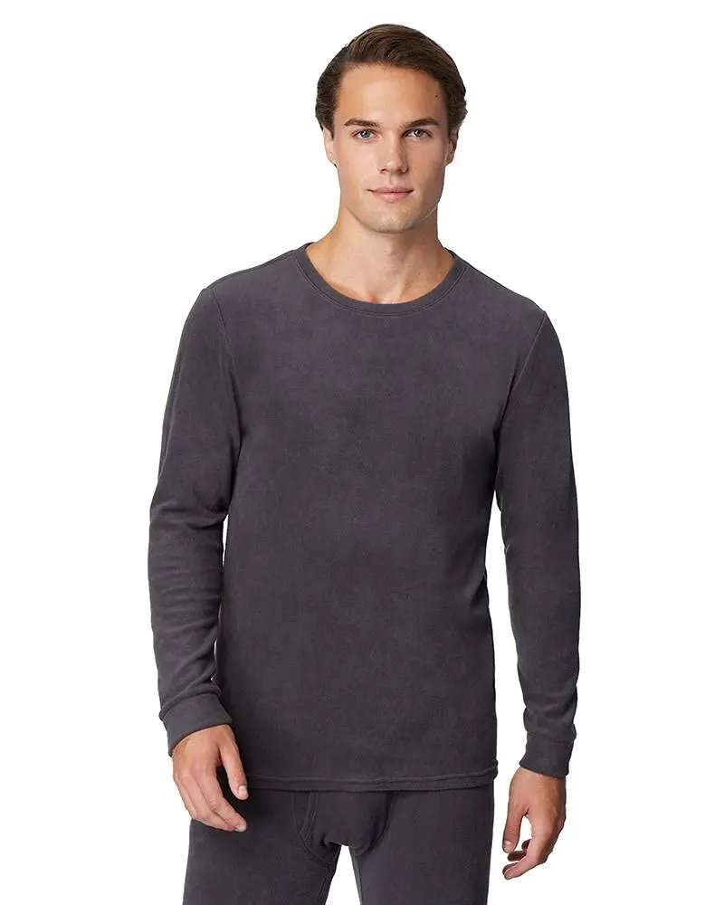 32 Degrees Men’s Heat Performance Thermal Heavyweight Baselayer Crewneck Long Sleeve Fleece Top, Stingray, Medium