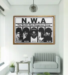 NWA Hip Hop Wall Art, Rap Music Poster, American Rapper Print, 90s Hip Hop Wall Art, Man room decor