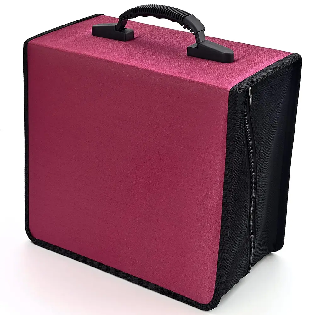 CD Case, 432 Capacity DVD Case Holder, Heavy Duty Zipper Protective Movie Media Storage Organizer Binder Wallet Durable CD CASE Protection for Car Home Office Travel(432Capacity,Red)