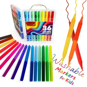 Innmuse Double Sided Washable Mini Markers - 36 Vibrant Colors Kids Art Set with Travel Case for Arts Crafts & Holiday DIY Projects school supply gift Doodle Drawing Pen