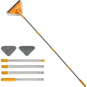 Wall Cleaner Mop with 63" Long Handle & 360? Swivel  - 3-in-1 Duster for Painted Walls, Windows, Floors, and Baseboards - Includes  and 2 Replacement Microfiber Chenille Pads