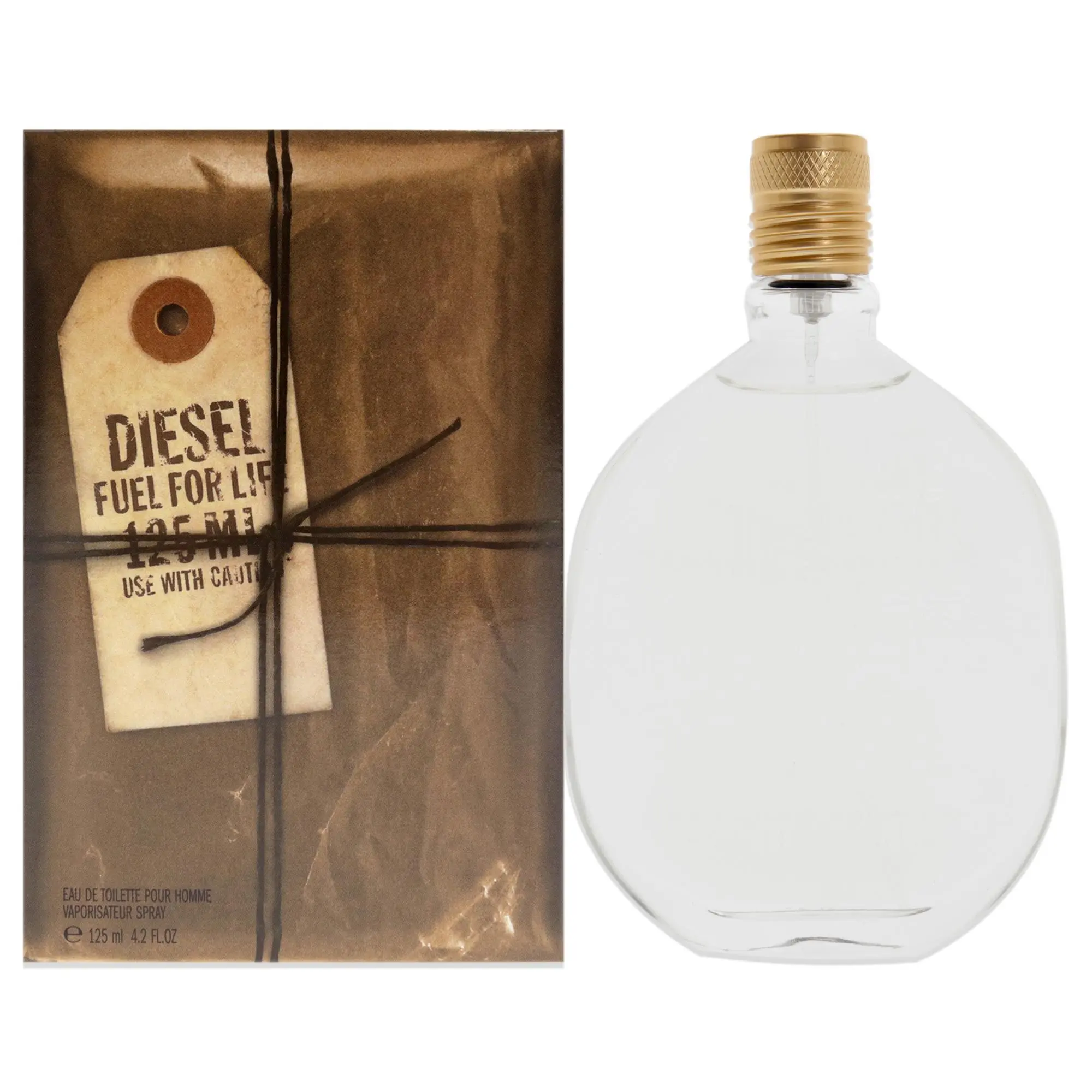 Diesel Fuel For Life Pour Homme, Bold Scent Eau de Toilette Spray, 4.2 oz / 125 ml Single Bottle in Brown Paper Pouch, 4.2Oz