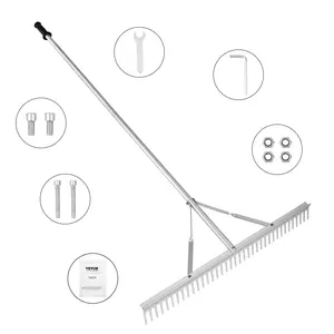 VEVOR Landscape Rake, TikTokShopBlackFriday, 36" Head Aluminum Landscape Rake, Lake Weed Rake with 75" Long Handle, for Loosening Soil, Lawn Care, Weeding Lake, Garden, Pond