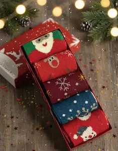 Festive Christmas Socks 5 Pack Surprise Pack for Men & Women Soft Comfortable One Size Fits Most Perfect for Christmas Parties Gifting