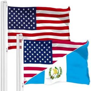 G128 Combo Pack: American USA Flag 3x5 Ft & Guatemala USA Friendship Flag 3x5 Ft | Both LiteWeave Pro Series Printed 150D Polyester, Brass Grommets