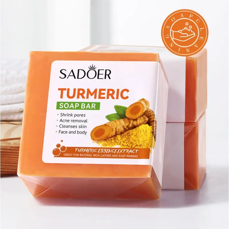 Turmeric Cleansing Soap Bar Cleanser, Face Cleansing Handmade Bar Soap with Natural Ingredients, Body Wash Body Scrub Exfoliating Bar Soap for Skincar