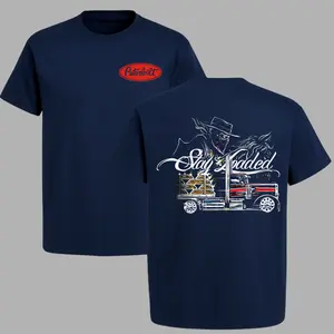 Peterbilt “Stay Loaded” Semi Truck T-Shirt, Cowboy Big Rig Flame Graphic Tee, Classic Trucker Shirt for Long Haul Drivers, Diesel Enthusiast Gift