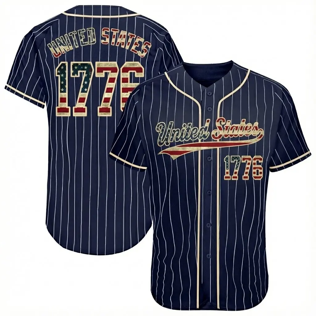 KXK 1776 American Flag Oversized Baseball Jersey – Premium Streetwear Blue Mountain State Football