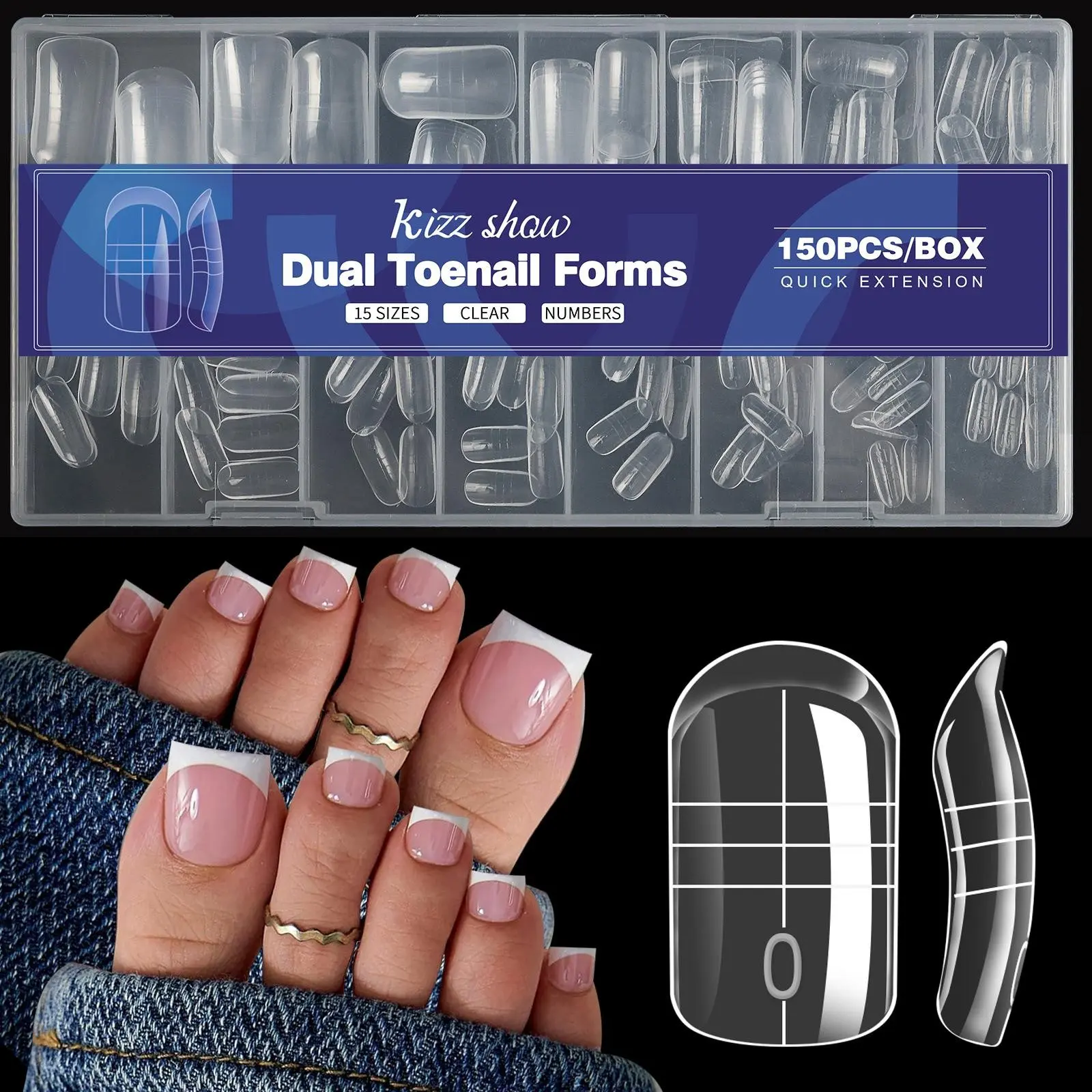 150-Piece Nail & Toenail Extension Forms with Scale — Quick Extension Molds for Gel Nails | DIY Toenail Extensions | Professional Tool for Nail Salons | DIY Nail Art